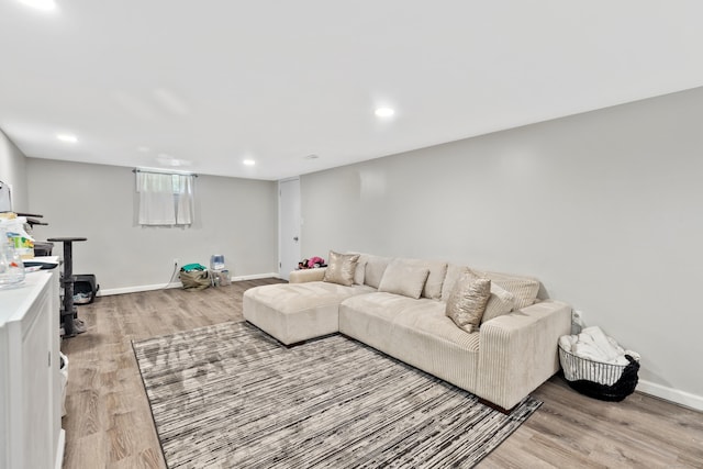 26 Carroll Rd, Hamden, CT 06517 - living area with light wood-style flooring, baseboards, and recessed lighting