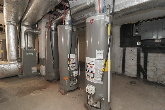 212 Newhall St, New Haven, CT 06511 - utilities with water heater, heating unit, and electric panel