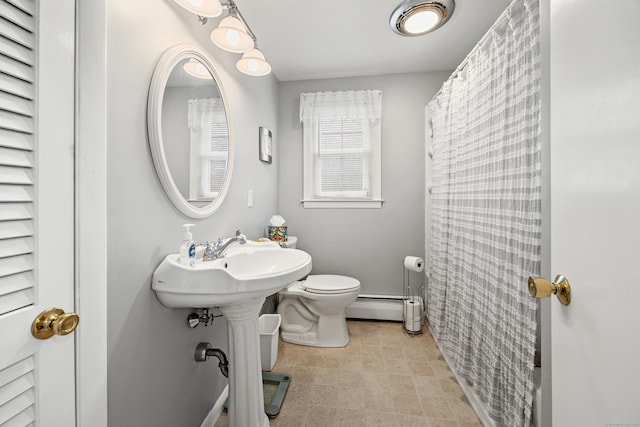 91 Parklawn Dr, Waterbury, CT 06708 - bathroom with a baseboard heating unit and toilet