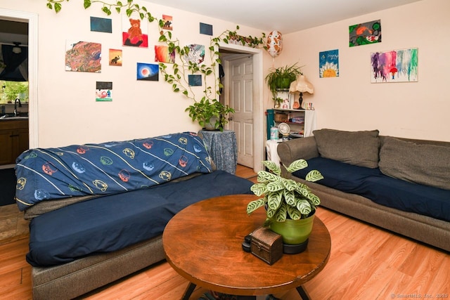 living area featuring wood finished floors