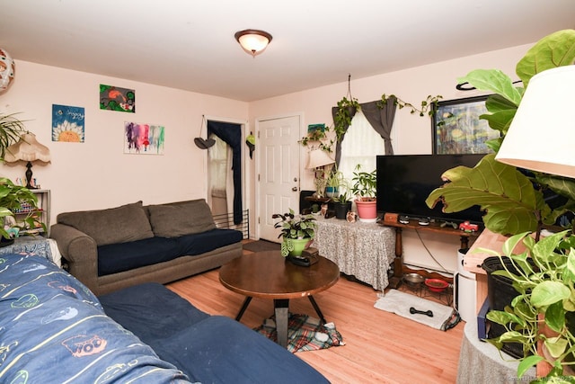 living room with wood finished floors