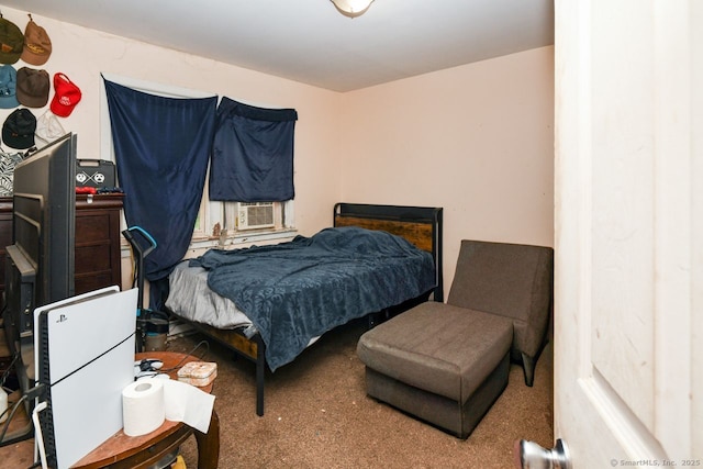 carpeted bedroom featuring cooling unit