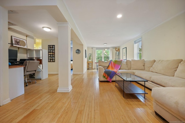 7 4th St Unit 1C, Stamford, CT 06905 - living area with an office area, light wood-style flooring, and baseboards
