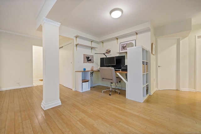 7 4th St Unit 1C, Stamford, CT 06905 - office space with decorative columns, wood finished floors, and baseboards