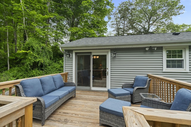 134 W Lake Ave, Guilford, CT 06437 - wooden deck featuring an outdoor living space