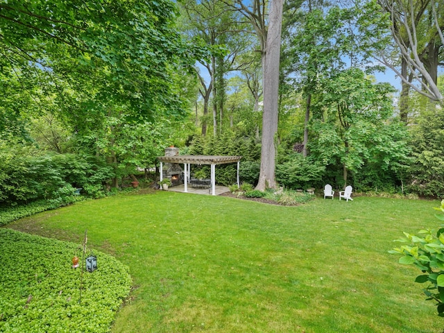 28 Eagle Dr, Fairfield, CT 06825 - view of green lawn with a pergola and a patio