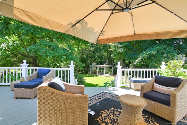 28 Eagle Dr, Fairfield, CT 06825 - view of patio / terrace with a wooden deck and an outdoor living space