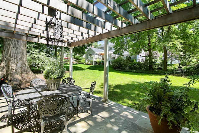 28 Eagle Dr, Fairfield, CT 06825 - view of patio / terrace with outdoor dining space and a pergola