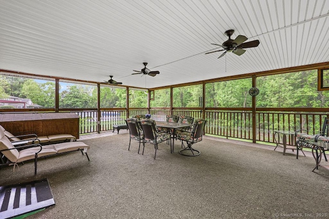154 Sims Rd, Bristol, CT 06010 - sunroom featuring ceiling fan and outdoor dining space