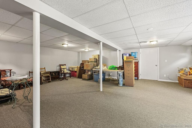 154 Sims Rd, Bristol, CT 06010 - finished basement with a paneled ceiling and carpet flooring