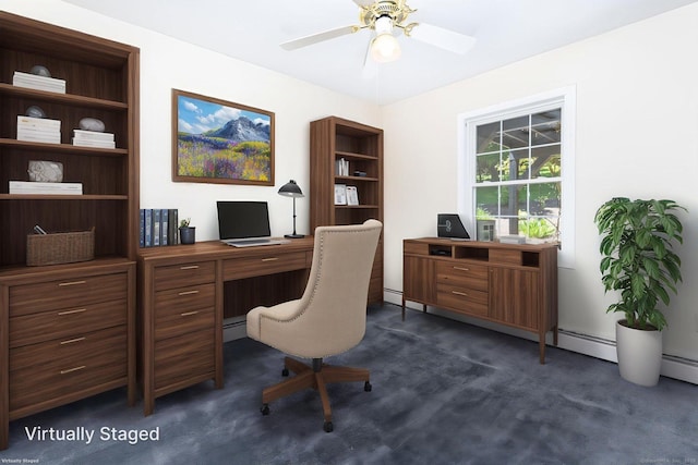 10 Spoonville Rd, East Granby, CT 06026 - office area with dark colored carpet and a ceiling fan
