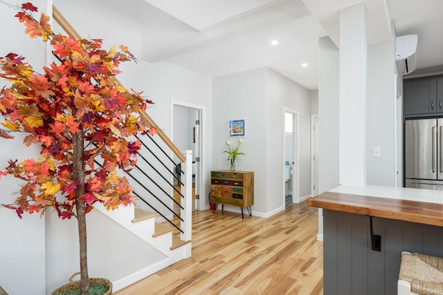 276 Niantic River Rd, Waterford, CT 06385 - foyer featuring light wood-style flooring, stairs, and recessed lighting