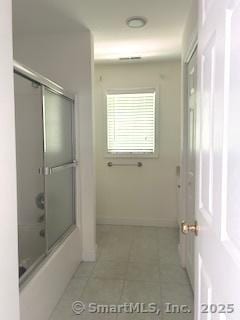 6 Aspen Way, Bristol, CT 06010 - bathroom with tile patterned flooring, shower / bath combination with glass door, and baseboards