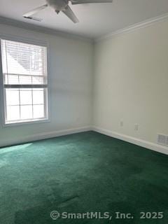 6 Aspen Way, Bristol, CT 06010 - carpeted empty room with crown molding, a ceiling fan, and baseboards