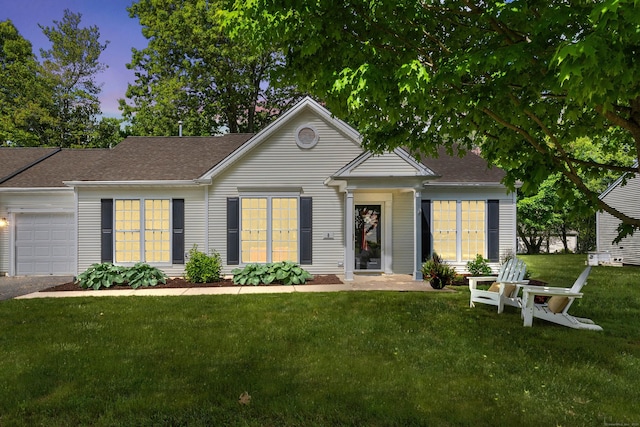 8 Cypress Way, Waterford, CT 06385 - view of front facade featuring an attached garage, a front lawn, and roof with shingles