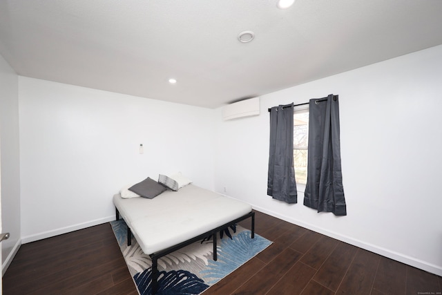 2 Apple Hill Rd, Wolcott, CT 06716 - bedroom with wood finished floors, baseboards, a wall mounted air conditioner, and recessed lighting