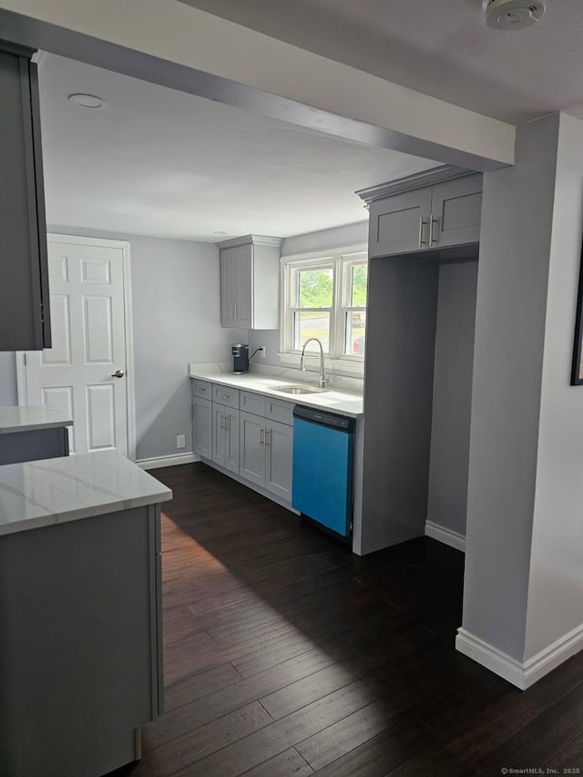 2 Apple Hill Rd, Wolcott, CT 06716 - kitchen featuring dishwasher, a sink, baseboards, and dark wood-style flooring