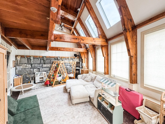 49 Bennett Pond Rd, Canterbury, CT 06331 - living area with wood ceiling and a skylight