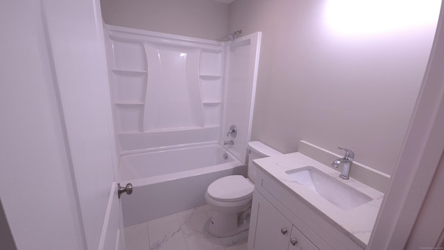 40 Yorktown Rdg, Waterbury, CT 06704 - full bathroom featuring toilet, marble finish flooring, vanity, and bathing tub / shower combination