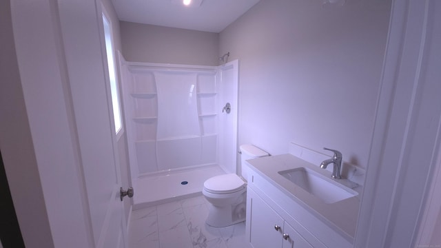 40 Yorktown Rdg, Waterbury, CT 06704 - full bath with marble look tiles, toilet, a shower, and vanity