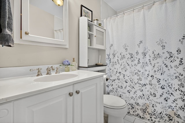 49 Bear Hills Rd, Newtown, CT 06470 - bathroom with vanity, tile patterned floors, and a shower with curtain