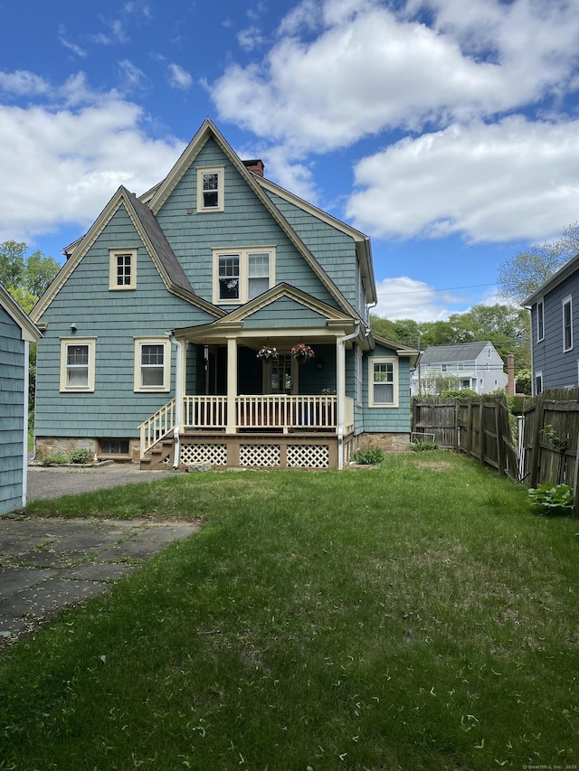 1248 Valley Rd, Fairfield, CT 06825 - back of property featuring a chimney and covered porch