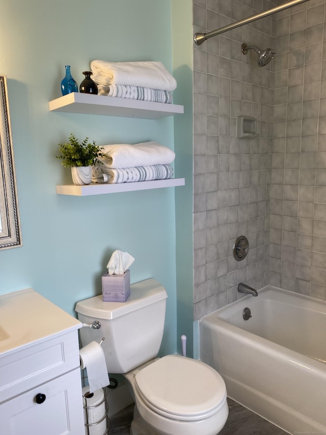 1248 Valley Rd, Fairfield, CT 06825 - bathroom featuring toilet, vanity, and bathtub / shower combination