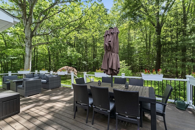 8A Russett Rd, Newtown, CT 06482 - wooden deck with outdoor dining space and outdoor lounge area