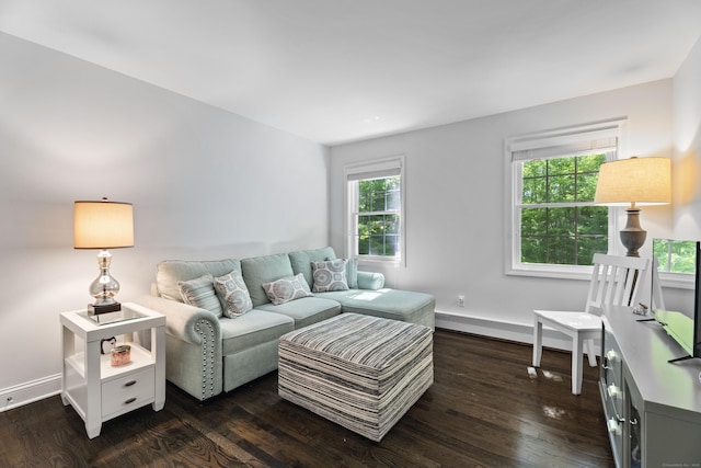 8A Russett Rd, Newtown, CT 06482 - living area featuring dark wood-style flooring and baseboards