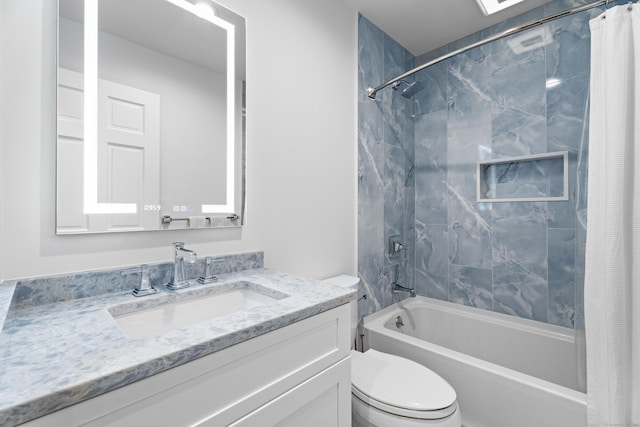 8A Russett Rd, Newtown, CT 06482 - bathroom featuring shower / bath combo, vanity, and toilet