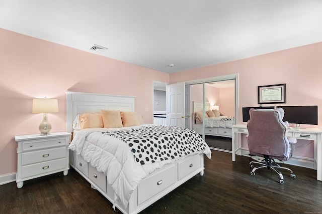 8A Russett Rd, Newtown, CT 06482 - bedroom featuring dark wood-style flooring, a closet, and baseboards
