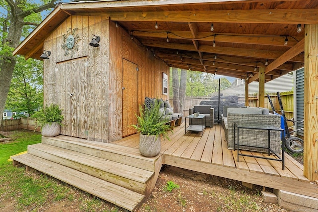 288 Robbins Ave, Newington, CT 06111 - wooden terrace with a fenced backyard and outdoor lounge area