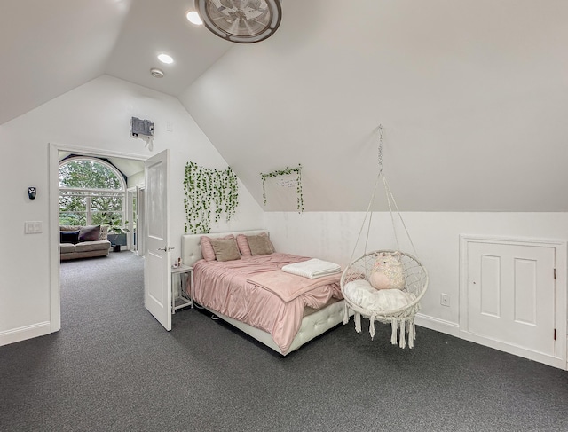 130 Wildewood Run, Bristol, CT 06010 - bedroom featuring lofted ceiling, dark colored carpet, and baseboards