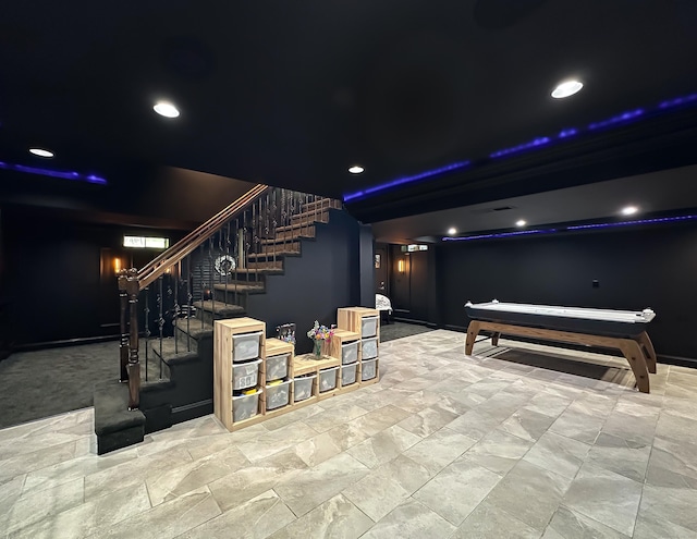 130 Wildewood Run, Bristol, CT 06010 - cinema room with baseboards, recessed lighting, and stone finish floors