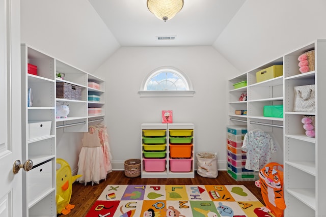 24 N Racebrook Rd, Woodbridge, CT 06525 - recreation room featuring wood finished floors, lofted ceiling, and baseboards