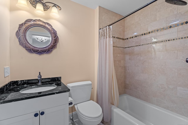 24 N Racebrook Rd, Woodbridge, CT 06525 - bathroom featuring toilet, shower / bathtub combination with curtain, vanity, and baseboards