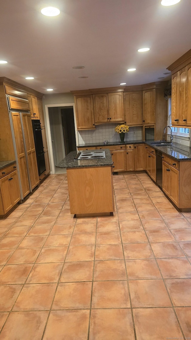15 Packer Brook Rd, Redding, CT 06896 - kitchen featuring a sink, dishwasher, backsplash, recessed lighting, and dark stone counters