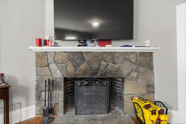 detailed view of a fireplace