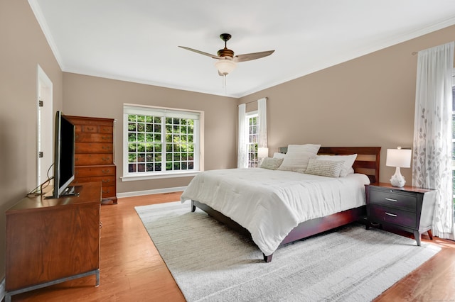 207 Great Pond Rd, Simsbury, CT 06070 - bedroom with wood finished floors, ornamental molding, and a ceiling fan