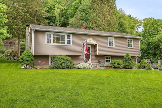 8 Brookview Ct, Bethel, CT 06801 - bi-level home featuring a chimney and a front lawn