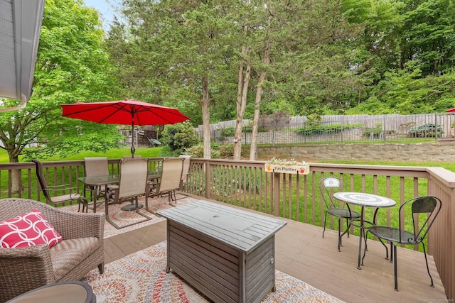 8 Brookview Ct, Bethel, CT 06801 - wooden deck with outdoor dining space and a fenced backyard