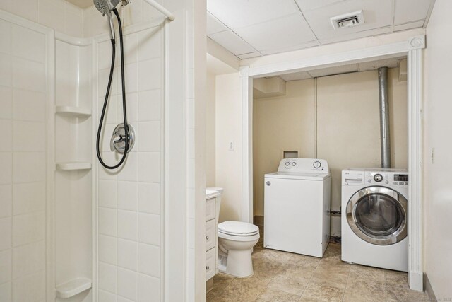 81 Edward St, Newington, CT 06111 - full bath featuring washing machine and clothes dryer, a shower, and toilet