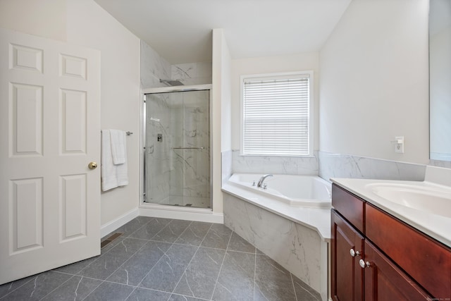 1 Chatham Ct Unit 1, Middlebury, CT 06762 - full bath with a marble finish shower, a bath, and vanity