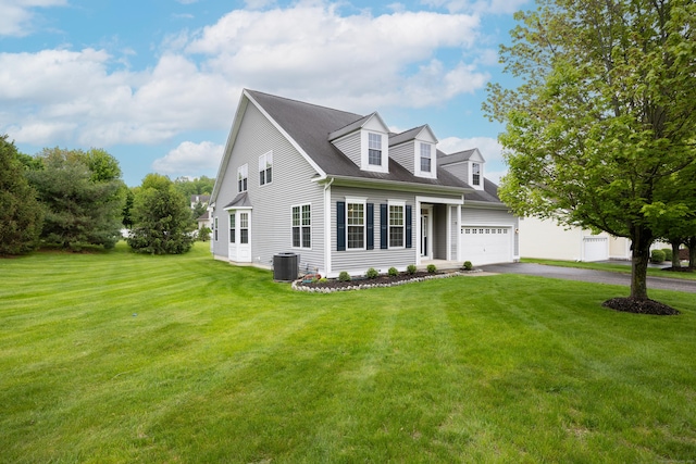 1 Chatham Ct Unit 1, Middlebury, CT 06762 - cape cod home featuring driveway, cooling unit, a front lawn, and a garage