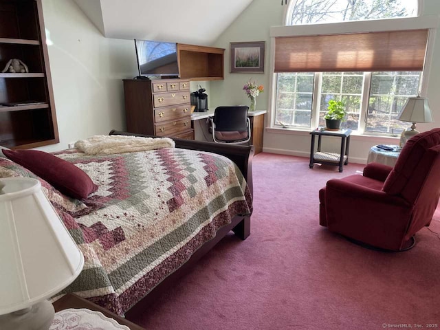 45 Kuhr Dr, Southington, CT 06489 - bedroom featuring carpet floors, an office area, vaulted ceiling, and baseboards