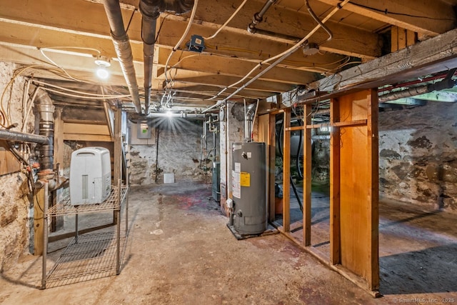 593 Cooke St, Waterbury, CT 06710 - unfinished basement with water heater