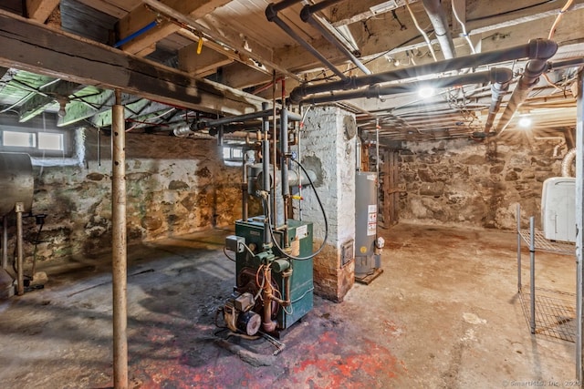 593 Cooke St, Waterbury, CT 06710 - basement with gas water heater and a heating unit