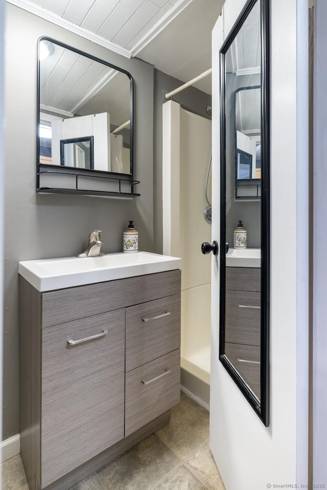 27 Pleasant Valley Rd, Barkhamsted, CT 06063 - full bath with a shower, vanity, and tile patterned flooring