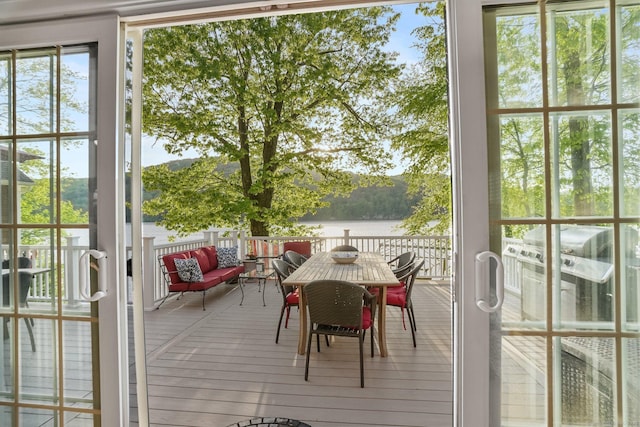 1 Shady Knls, Danbury, CT 06811 - doorway to outside with a water view and hardwood / wood-style flooring