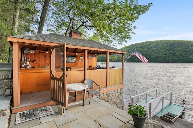 1 Shady Knls, Danbury, CT 06811 - view of patio / terrace featuring a water view and a wooded view